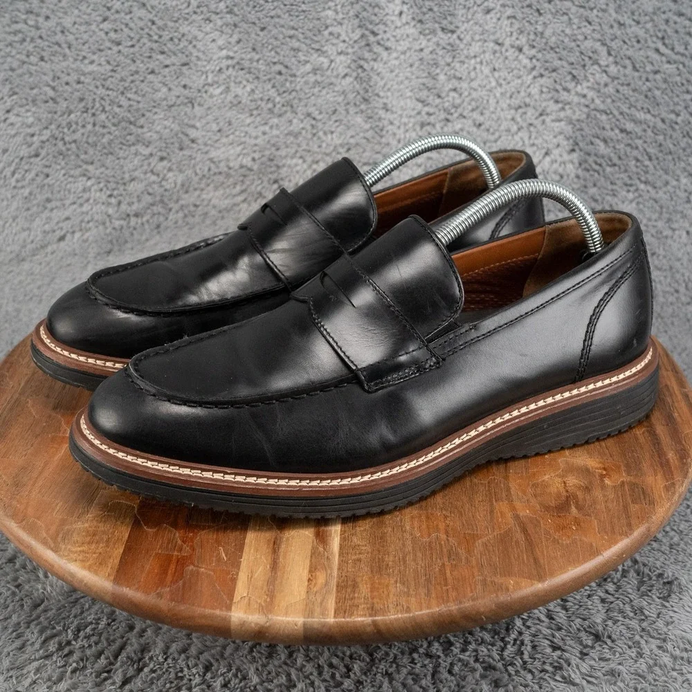 Johnston Murphy Penny Loafers Mens 10.5 Black Good Upton 20-4065 TRUFOAM